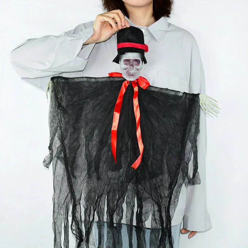 1Pc Halloween Decoration Ghost Pendant Terror Props Theme Party Hanging Ornament Scary Skull Haunted House Bar Decoration 3Color