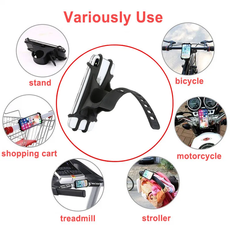 universal thicken phone silicone holder bike bicycle motorcycle mobile mount buckle pull for cellphone handlebar bracket stand free global shipping