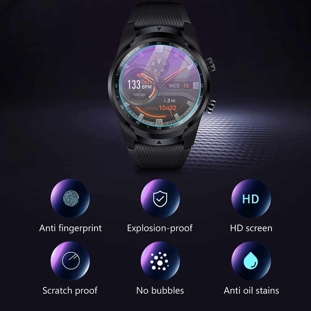 

1/2/3 Pcs защитная пленка фиолетовый светильник полный Экран протектор для TicWatch S E S2 E2 C2 для Ticwatch Pro Стекло Экран протектор