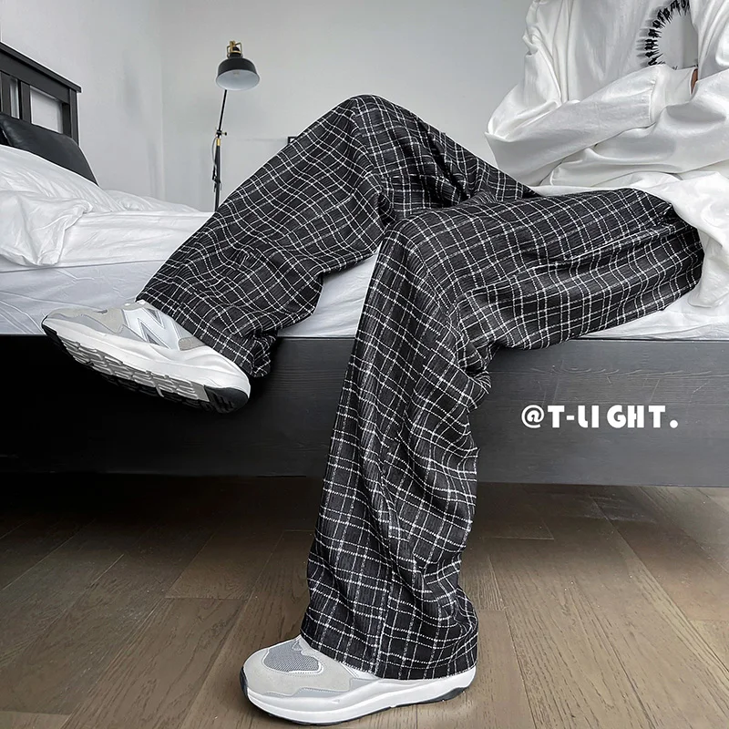 

Fashion Apricot/Black Corduroy Plaid Pants Men Autumn Winter Hip Hop Straight Joggers Pant Male New Casual Streetwear Trousers