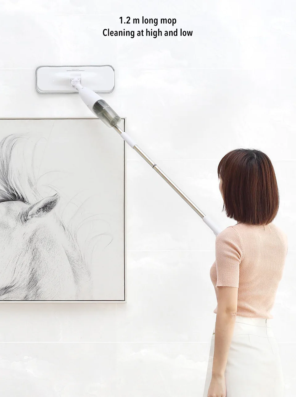 Xiaomi deerma швабра с функцией распыления воды из углеродного волокна Пылезащитная ткань 360 градусов вращающийся стержень 1,2 м палка от швабры всего 0,75 кг легче для очистки 2