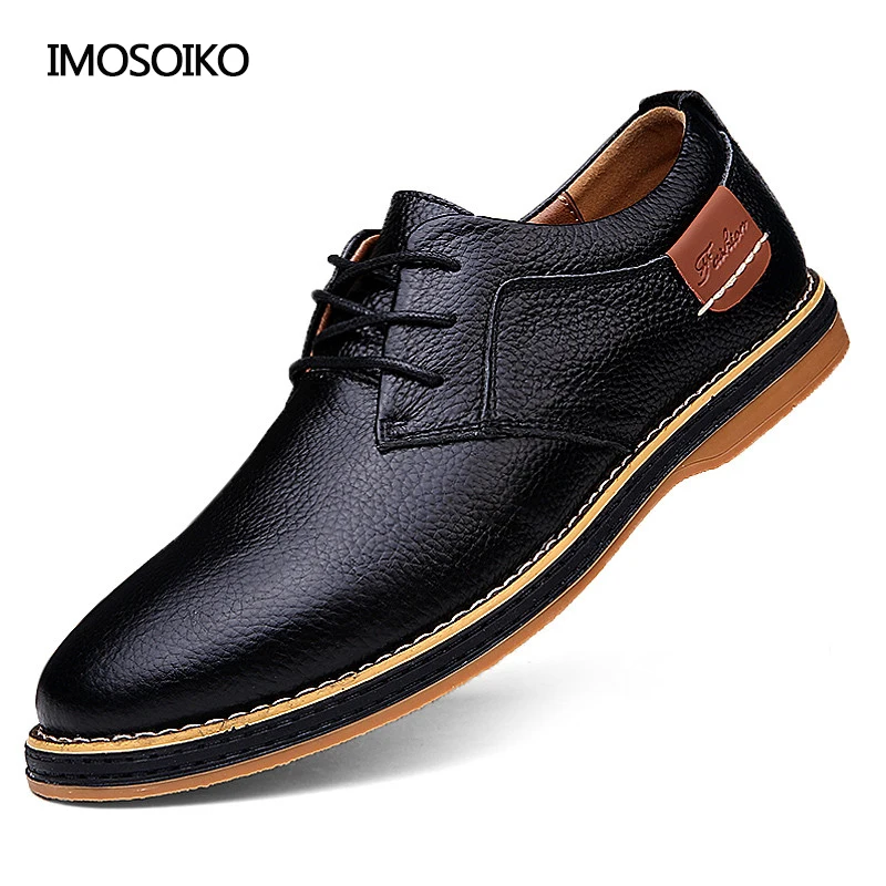 2021 Men's Leather Business Whole Outfit Casual Leather Shoes Broch Style Lace Up Fashion All-Match Chaussure Homme Size 48