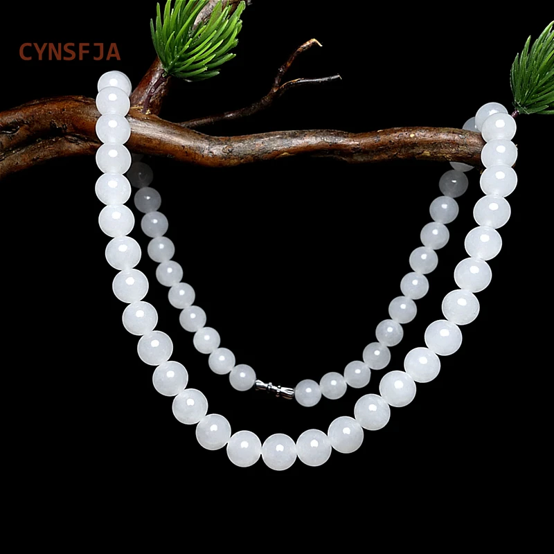 

CYNSFJA Real Rare Certified Natural Bead Jade Necklaces Women Amulets Hetian Jade Nephrite High Quality Elegant Birthday Gifts