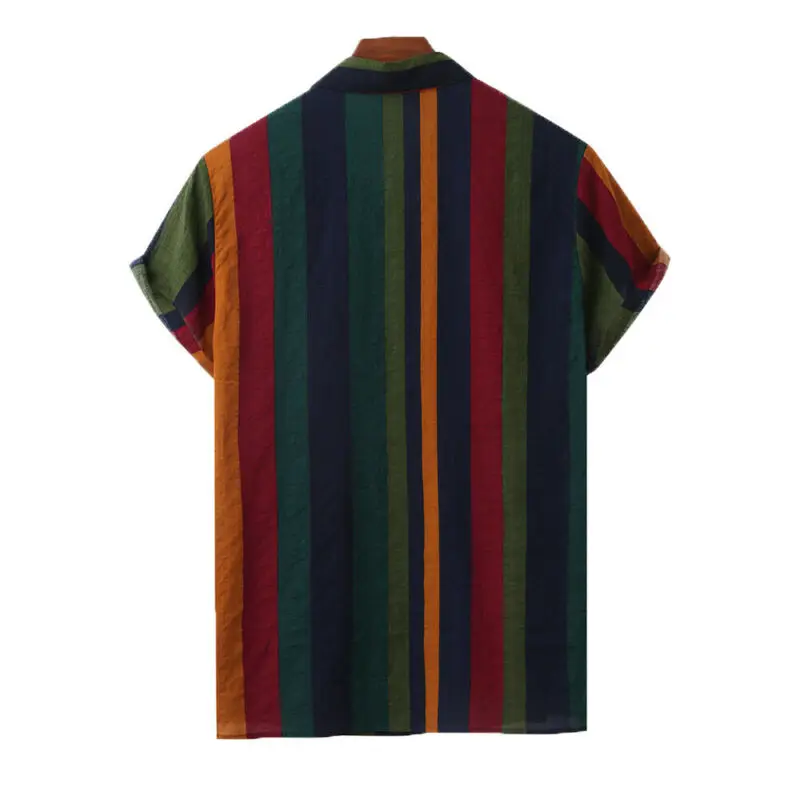 

Mens Short Sleeve T-Shirt Tops Summer Casual Button-up Tee Shirt Loose Blouse UK