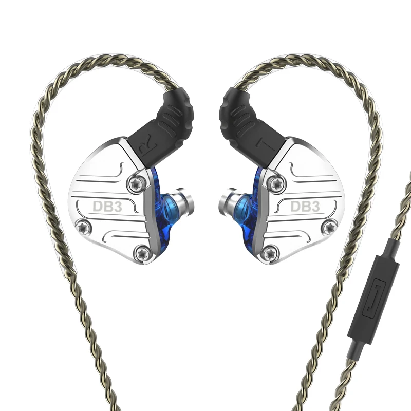 Blue with mic NICEHCK DB3 1BA+ 2DD Hybrid 3 драйвера в ухо наушники контролировать бег спортивные наушники HIFI гарнитура вкладыши IEM DJ этап 2Pin - Цвет: Blue with mic