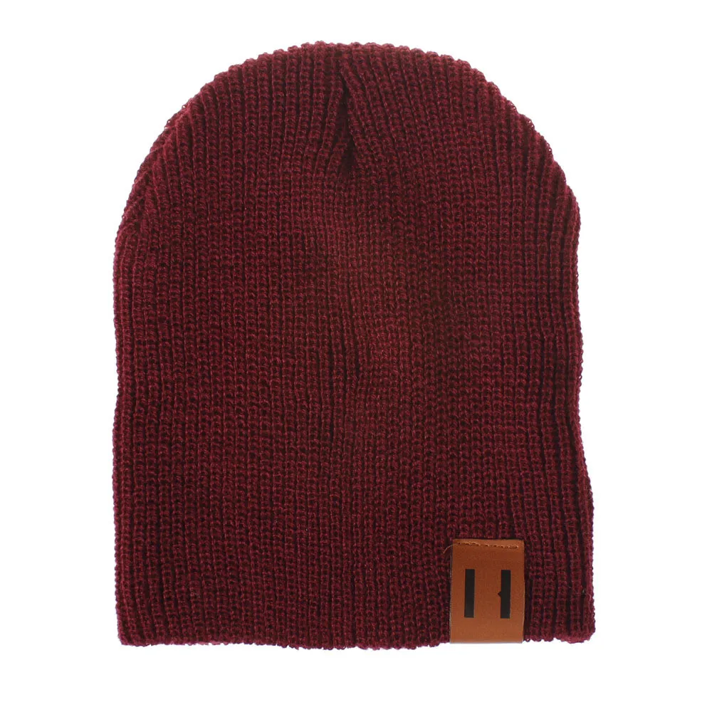 Шапка для маленьких мальчиков и девочек однотонные вязаные шерстяные головные