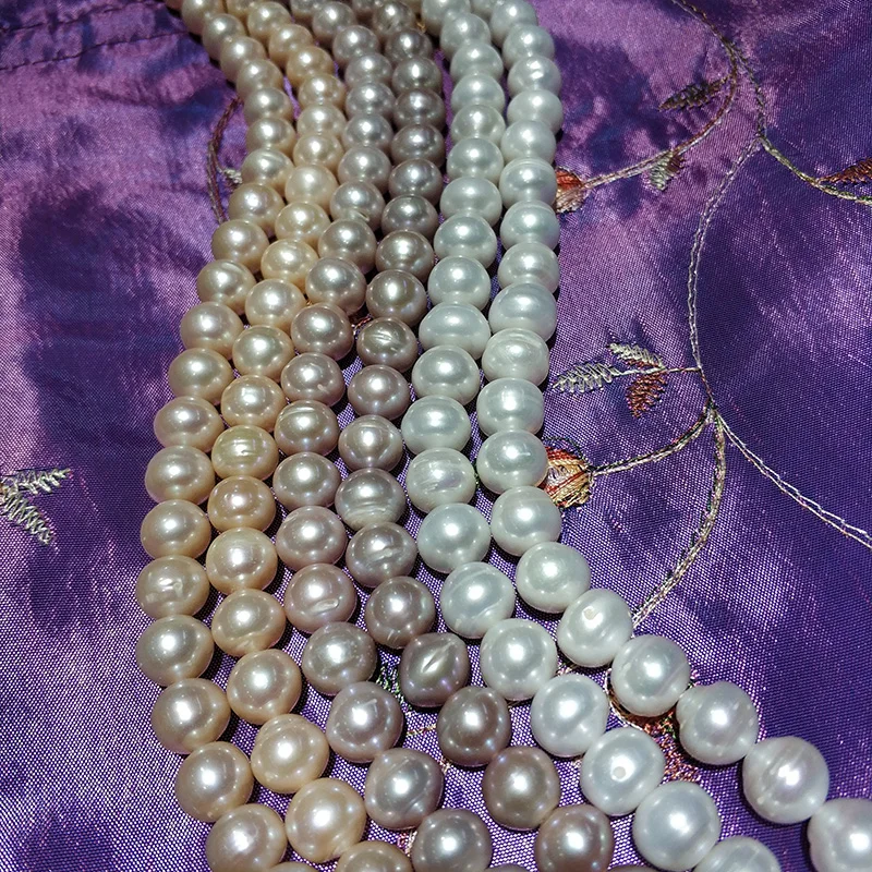 

JYX Big Quality Pearl DIY String 10-11mm Oval Real Freshwater natural pearl Strings Strands Handmade 16.5" DIY material