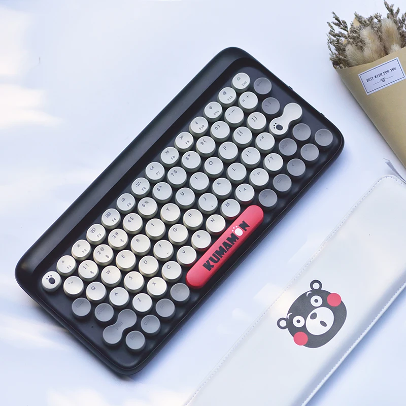 Lofree Kumamon Dot Wireless bluetooth keyboard LED backlight mechanical Office keyboard Hand rest Mouse pad set