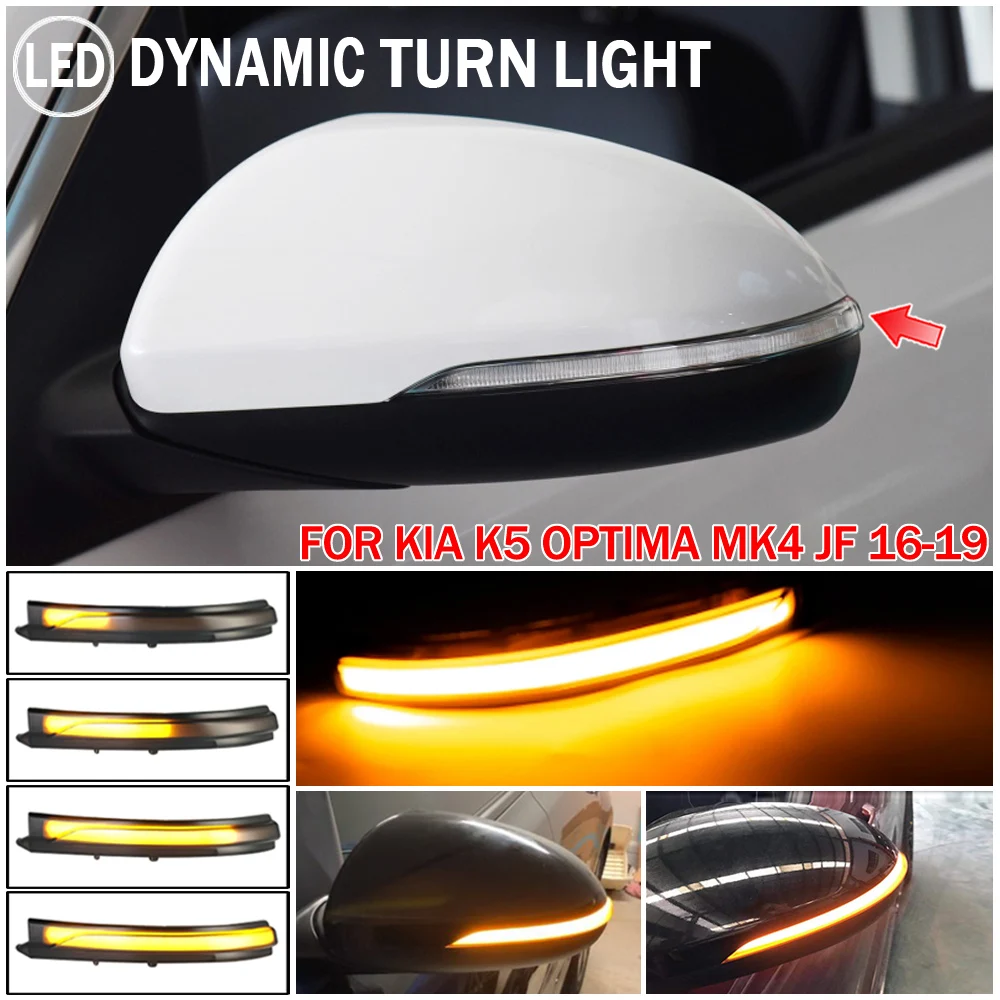 

2pcs For Kia K5 Optima MK4 JF 2016 2017 2018 2019 Dynamic Turn Signal Light LED Side Mirror Sequential Indicator