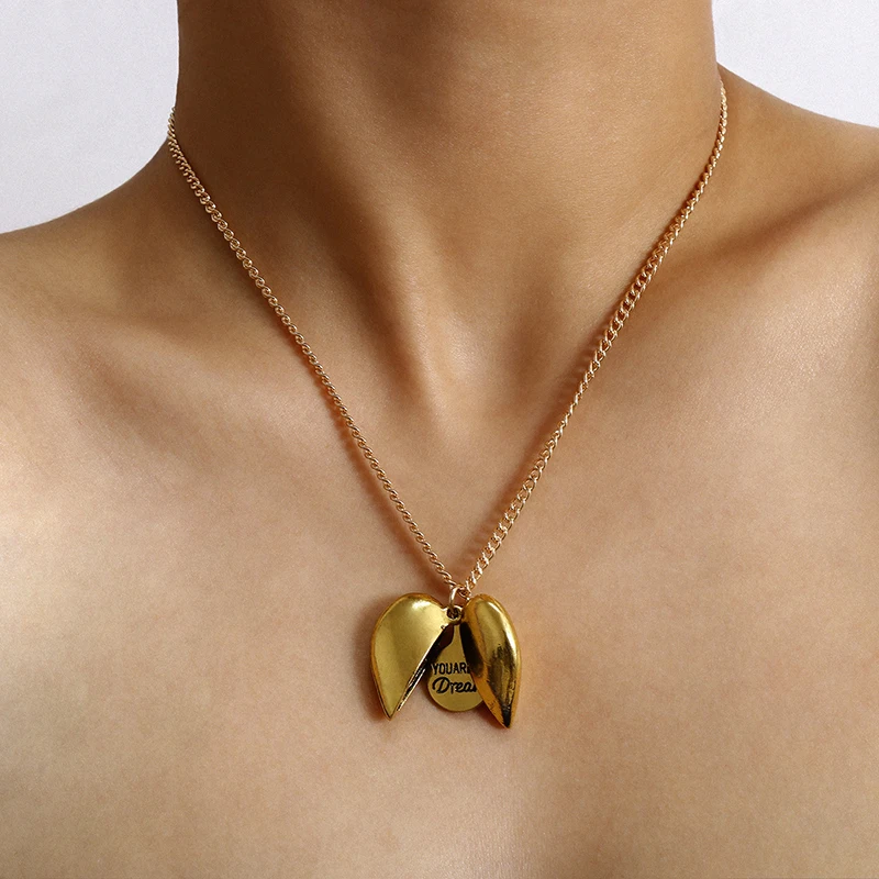 SRCOI металлическая Креативная открытая подвеска сердце персик винтажный медальон