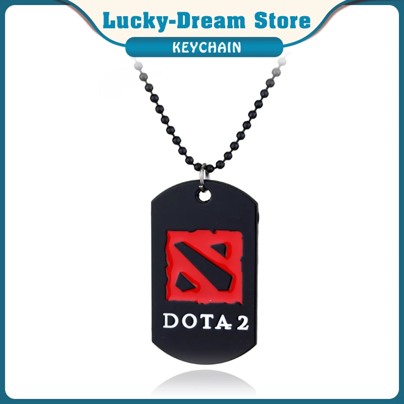 Ожерелье с логотипом DOTA 2 из игры 3D вау подвеска черными эмалированными бусинами