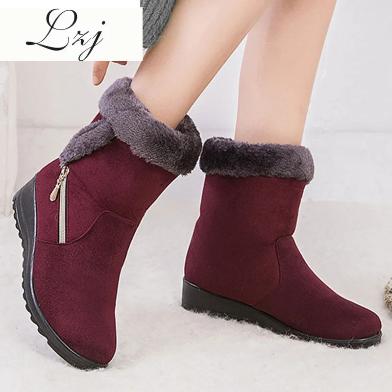 2019 зимняя женская обувь Теплые плюшевые зимние сапоги ботильоны модная на молнии
