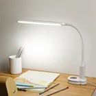 Настольная светодиодная лампа, Гибкая Настольная лампа для чтения с USB-зажимом, защита для глаз, прикроватная лампа для спальни, сенсорный переключатель, 3 режима, плавное затемнение