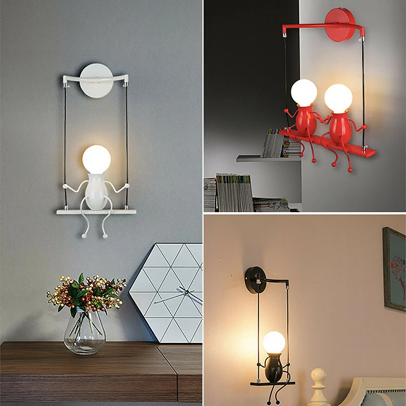 

Creatives Little Man Swing Pendant Light Modern Minimalist Hanging Lamp For Bedroom Living Room Cafe HVR88