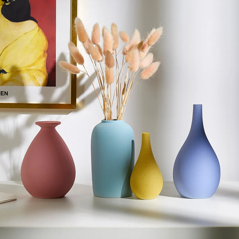 Керамическая ваза в скандинавском стиле однотонный аксессуар для украшения дома