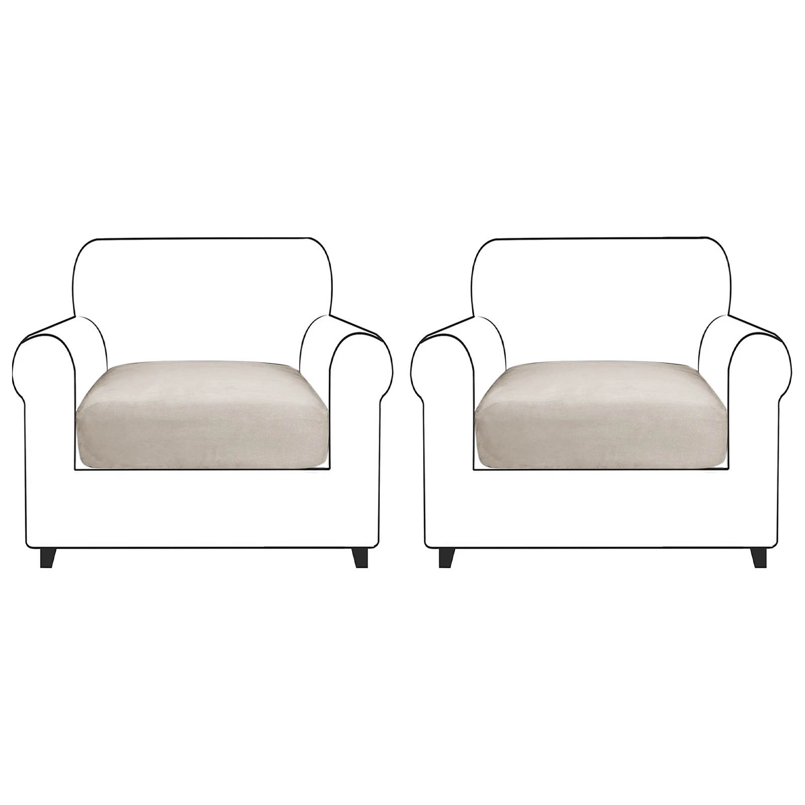

2pcs Home Decor Soft High Elastic Cushion Cover Non Slip Furniture Protector 1 Seater Solid For Sofa Accessories Chair Slipcover