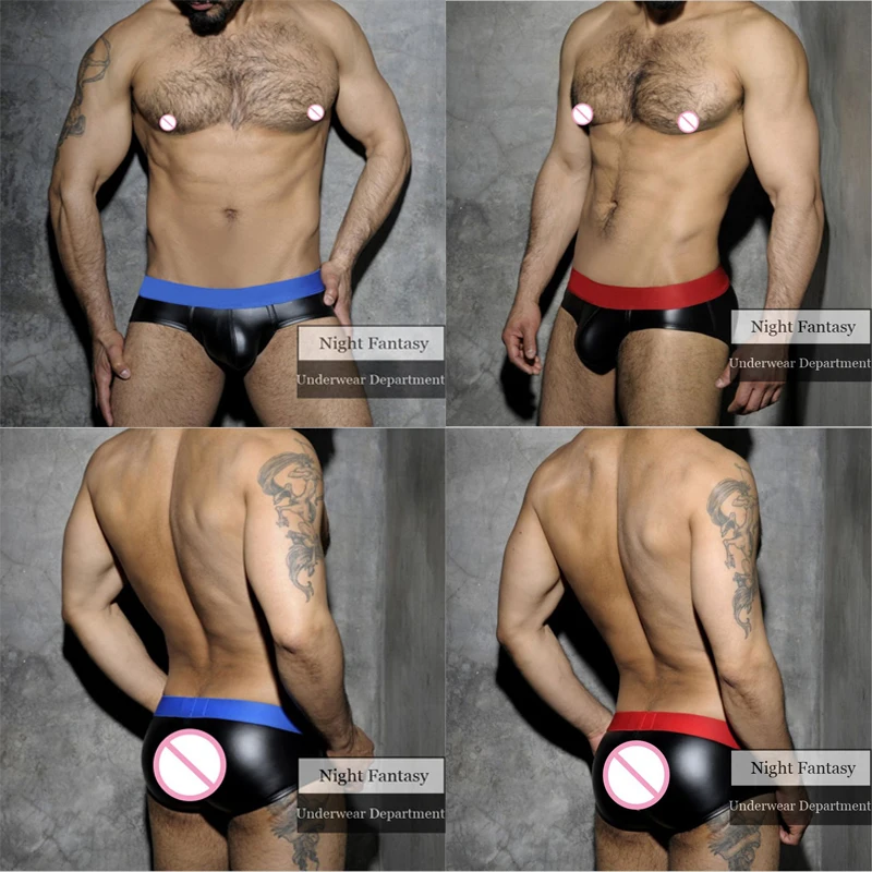 Сексуальное мужское нижнее белье трусы из искусственной кожи хип хоп мужские гей