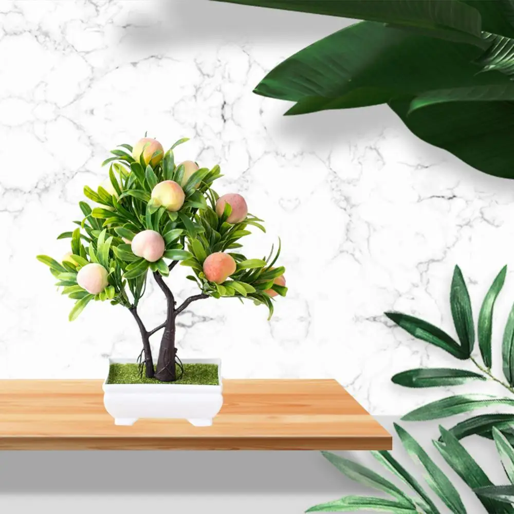 1Pc Artificial Plants for Home Decor Realistic Peach Fruit Tree Potted Bonsai Desktop Ornements Table | Дом и сад