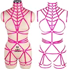 Сексуальное боди на бретельках, бондажное белье, женское нижнее белье, Ажурное боди-клетка, кольцо для готических ног, подвязка, бюстгальтер на бретельках, красного цвета, женский бюстгальтер