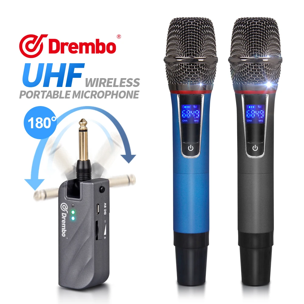 Беспроводной микрофон UX2S UHF для караоке Регулируемая частота ручной 2 канальный