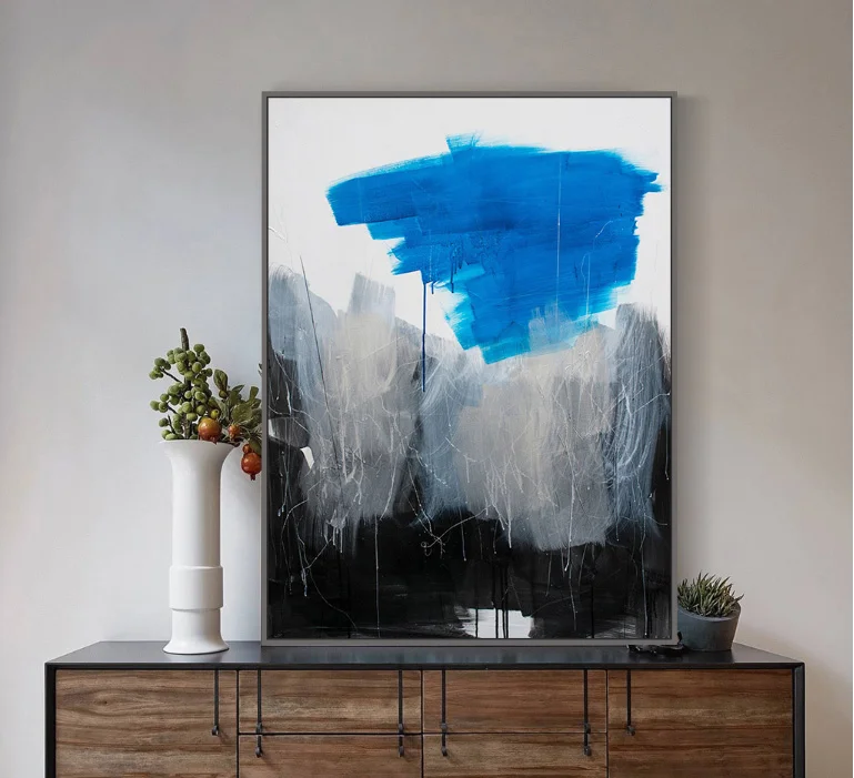 Синий серый чернил Цвет блоки абстрактные декоративные Картины цельнокроеное