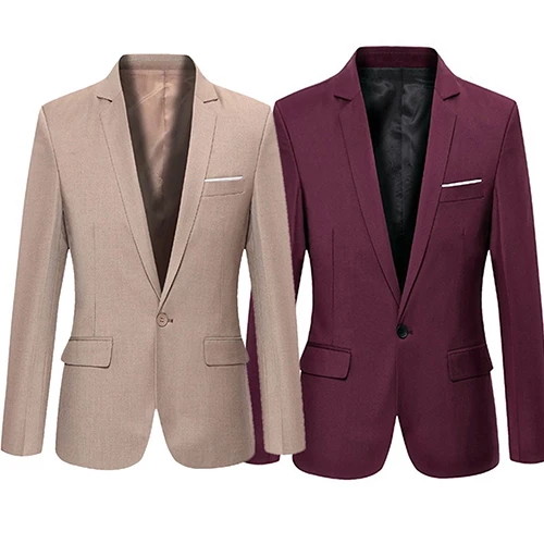 

Men's Slim Formal Business Suit Coat One Button Lapel Long Sleeve Pockets Top Coat Blazer Korean StyleSlim Men Suit Coat Casual