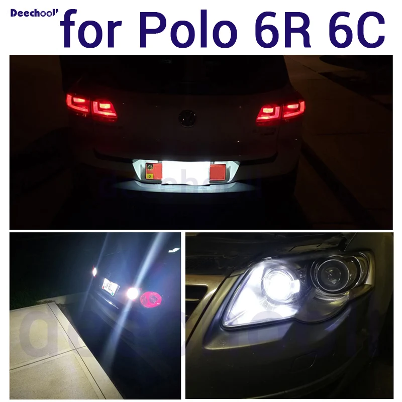 Светодиодные лампы canbus 6 шт. заднего хода + номерной знак парковочные для VW POLO 6R 6C