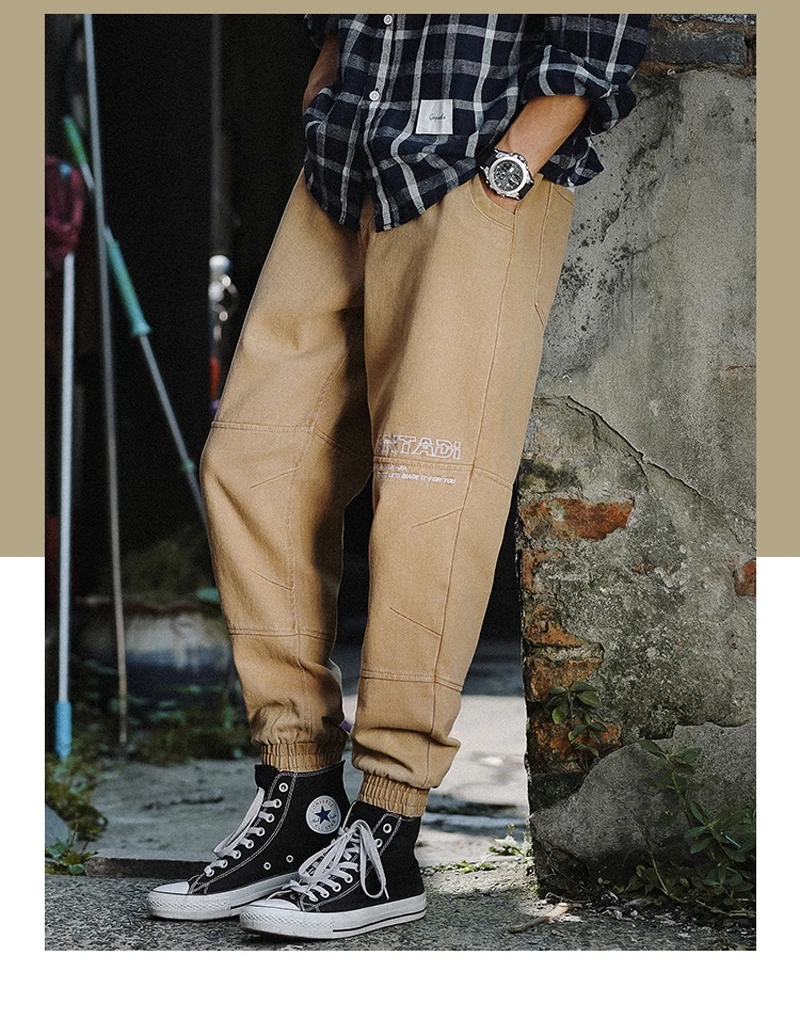 Fashion Streetwear Men Jeans Loose Fit Spliced Designer Denim Cargo Pants Harem Jeans Men Japanese Style Hip Hop Joggers Jeans