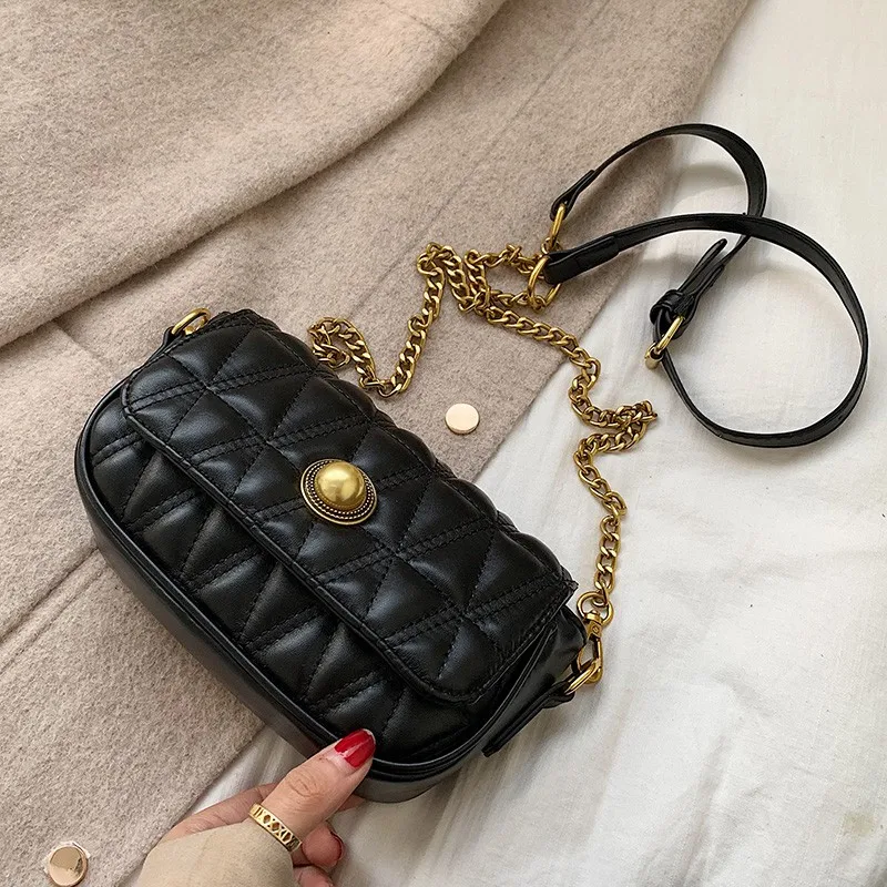 

High Quality Pu Leather Women Pillow Bag Small Square Bags 2021 New Handbag Fashion Luxury Classic Plaid Shoulder Messenger Bags