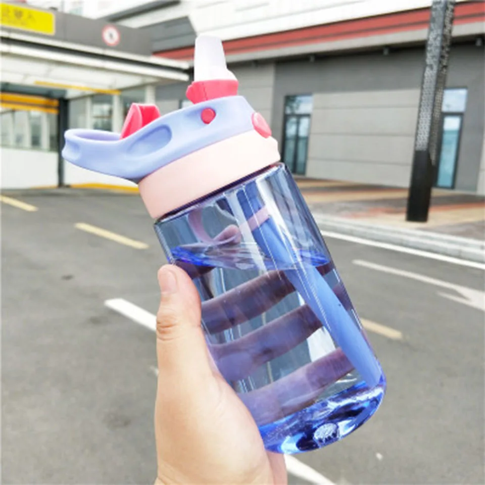 Purple 480 мл бутылка для воды с соломинкой детские бутылки для питьевой воды для детей Спортивная бутылка для воды Bpa посуда для напитков - Цвет: Purple