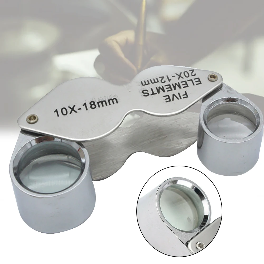 Ручная лупа для монет с двойными линзами прочная Ювелирная Лупа 10X 20X Складная