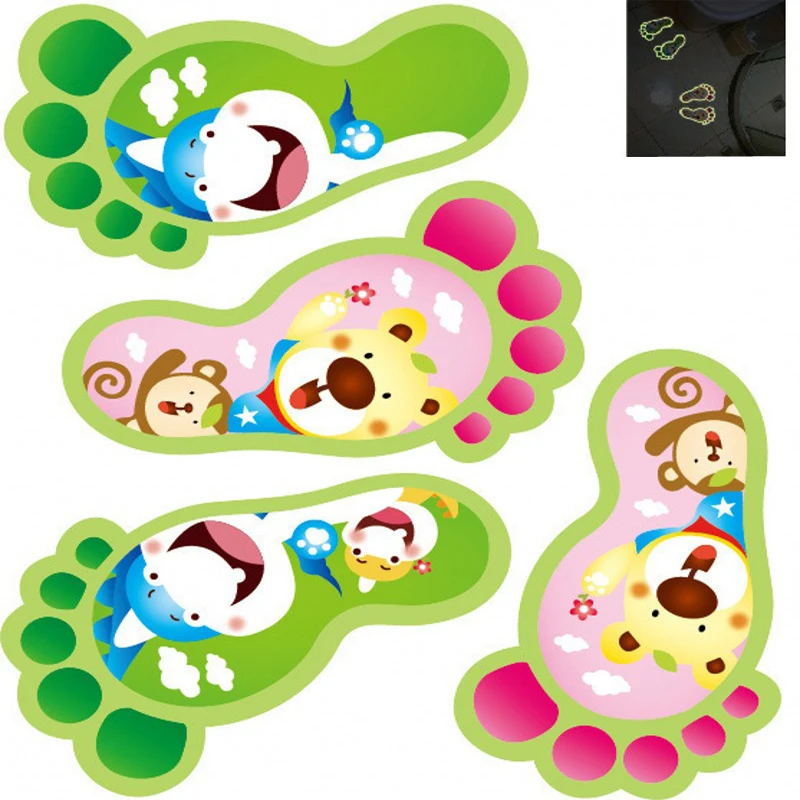 

New Creative Cute Feet Floor Luminous Stickers Bathroom Children's Room Dormitory Decoration Self-adhesive Luminous Wall Sticker
