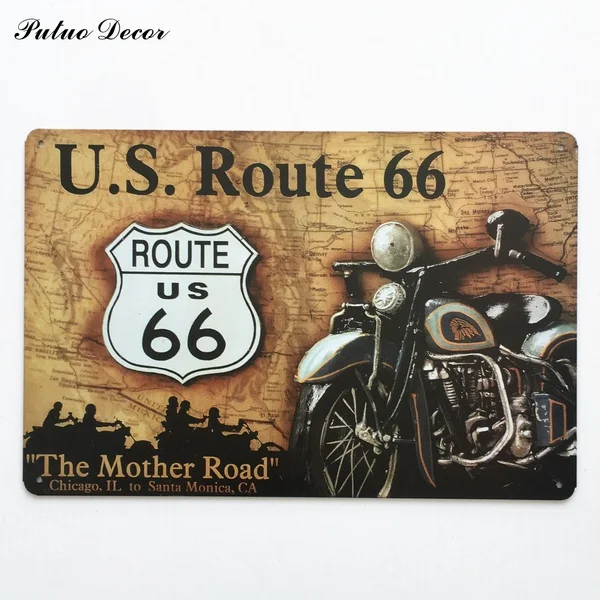 

The Mother Road US Route 66 Wall Plaque Sticker Retro Metal Tin Sign Hotel Bar Cafe Home Pub Home Decor