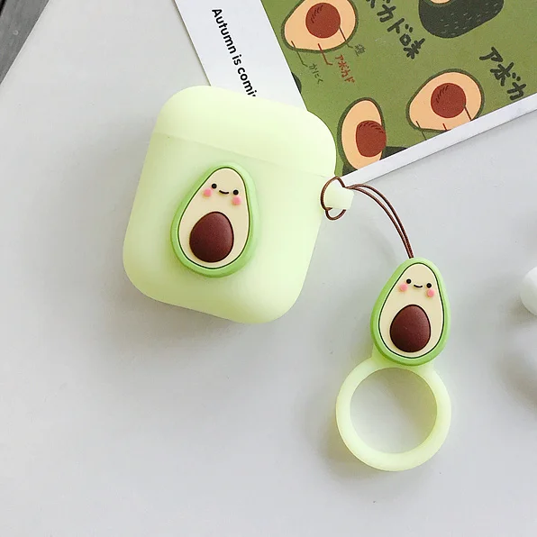 Милый чехол для наушников Airpods силиконовый милый авокадо персик фрукты с
