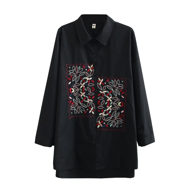 Осенние женские рубашки, женские топы, женские блузки с длинным рукавом, асимметричная Свободная Женская одежда с вышивкой, K91 9015 от AliExpress WW