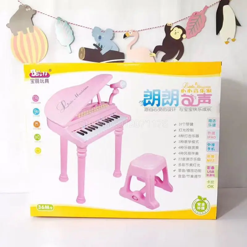 

2 Colors 25KEYS Keyboard Toy Electronic Organ Kids Piano Microphone Musical Instrument Playing Set Children Gifts Usb 24 Keys