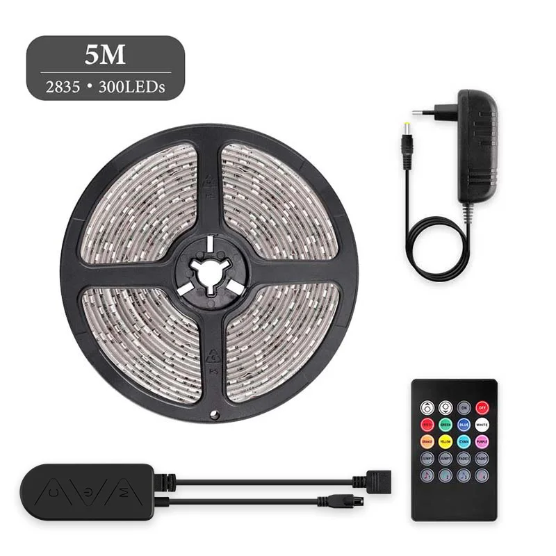 SMD5050 2835 DC12V Светодиодный светильник гибкая лента RGB полоса водонепроницаемый светодиодный светильник 5 м Bluetooth APP контроллер адаптер Комплект - Испускаемый цвет: 2835 5M 300LEDs