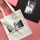 Холщовая Сумка для покупок с японским аниме, повседневная винтажная забавная темная Женская сумочка на плечо в стиле Харадзюку, вместительная