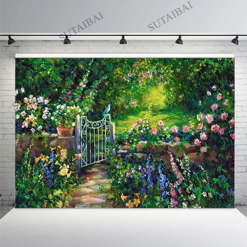 

Spring Green Newborn Baby Shower Backdrops Flowers Blooming Photography Backgrounds Pregnant Children Portrait Photophone