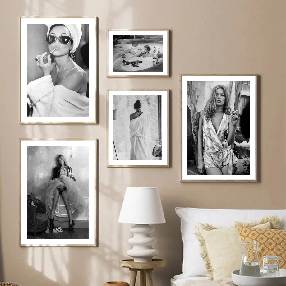 

Movie Nordic Vintage PostePaintingr Fashion Woman Smokes Lipstick Call Up Wall Art Print Canvas Decor Pictures For Living Room
