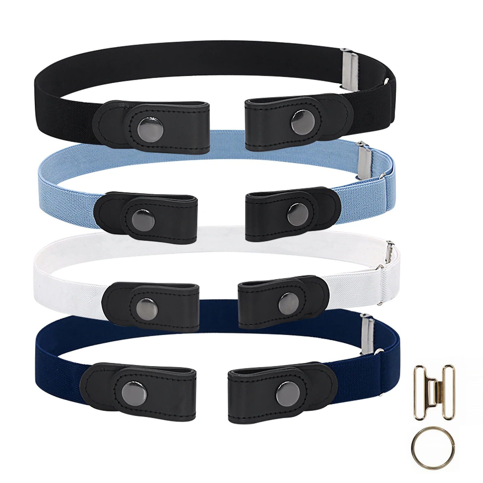 

Невидимые ремни без пряжки/без выпуклости/без хлопот, без пряжки, невидимый эластичный ремень для джинсов, брюк, шорт, 4 шт. в упаковке, без пр...