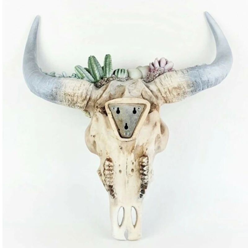 

Высокая суккулент/цветок корова череп Настенный декор детский Декор Орнамент из смолы с подвесным отверстием UEJ