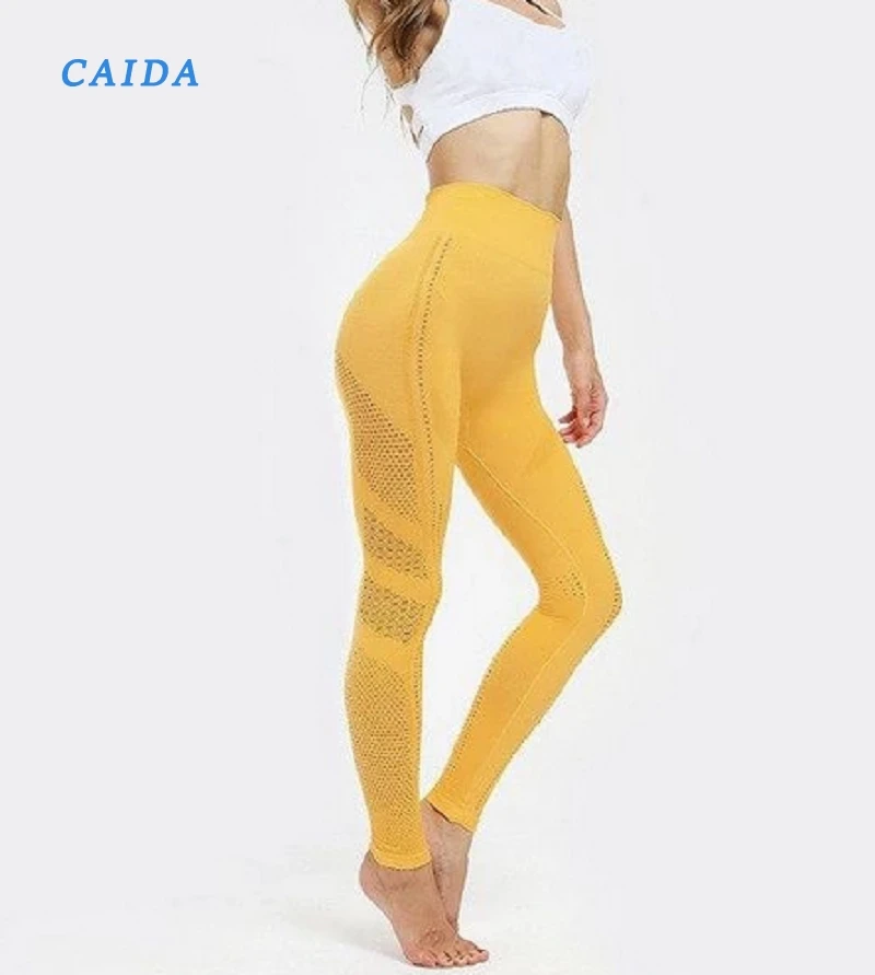 

CAIDA женские бесшовные спортивные комплекты с высокой талией, спортивные сетчатые леггинсы, тонкие спортивные штаны для фитнеса и тренирово...