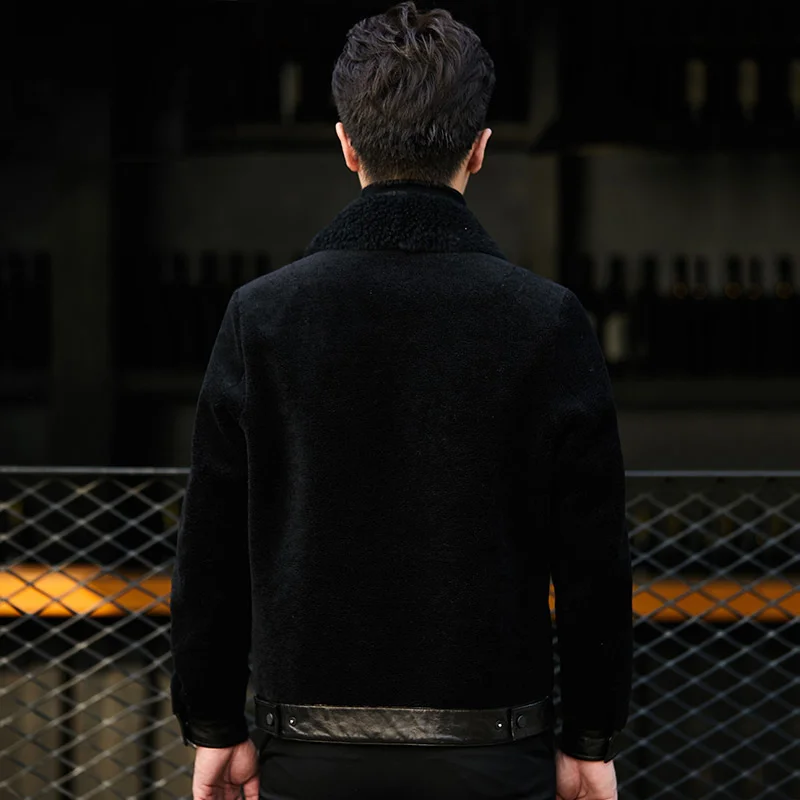 Шуба из натурального меха AKOOSUN мужская зимняя куртка шерстяные шубы овечьей