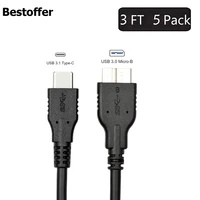 5 pieceslot usb c 3 1 to micro b 3 0 cable gen2 10gbps external hard drive cable for macbook pro galaxy s5 note 3