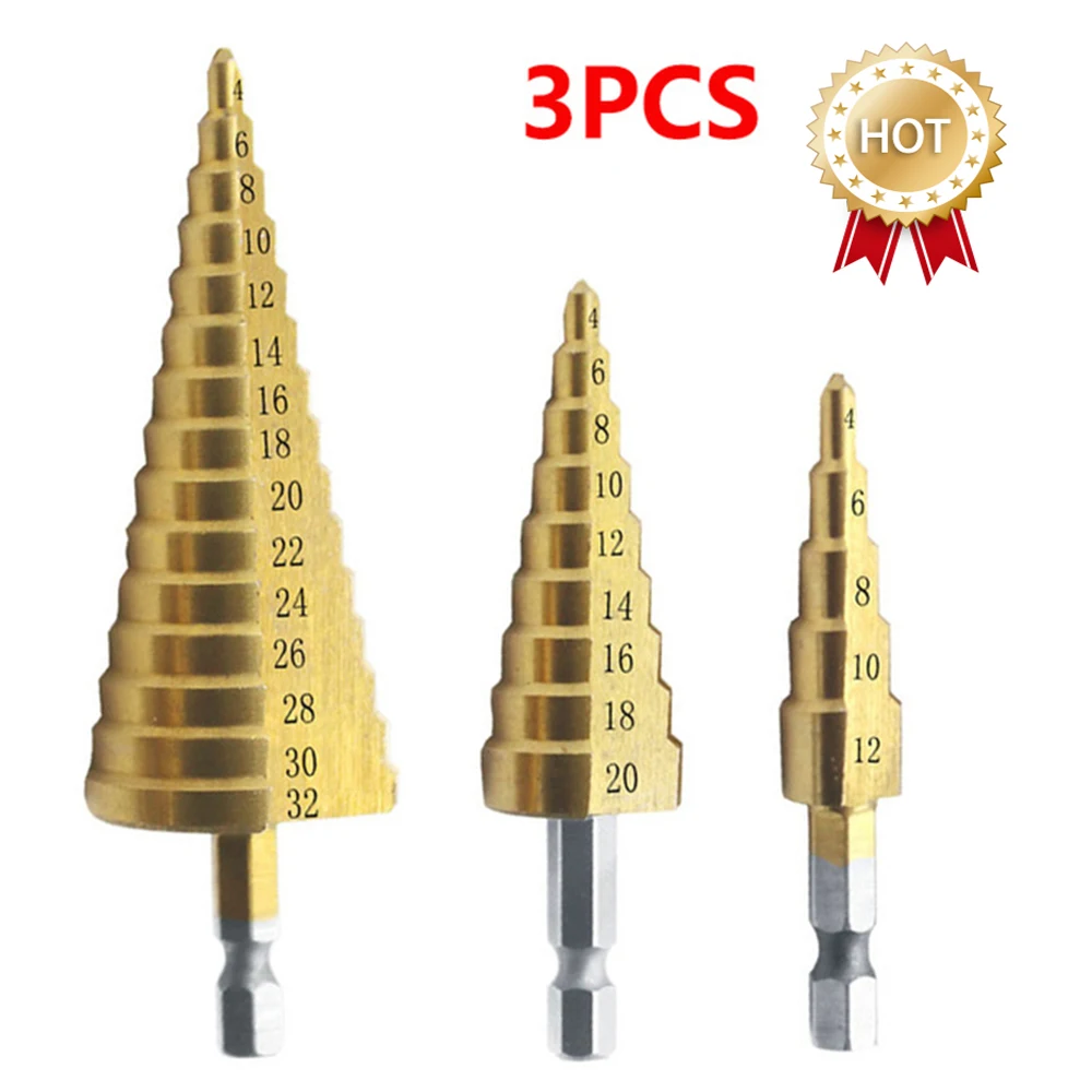 

4-12 4-20 4-32 Drilling Power Tool Metal High Speed Steel Wood Hole Cutter Cone Drill Hexagon Handle Pagoda Drill Step Drill