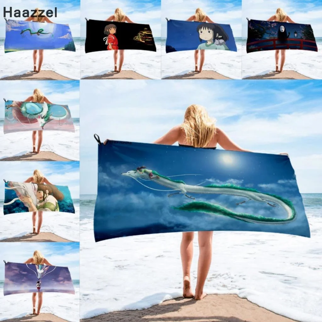 Банное полотенце из микрофибры с рисунком аниме пляжное женская шелковая