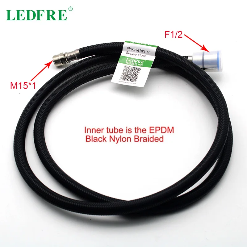 

LEDFRE F1/2xM15*1 Back Nylon Wire Kitchen Faucet Pull Out Faucet Hose Gray Nylon Bra Hose Tube Kitchen Motion Connetors LF24002