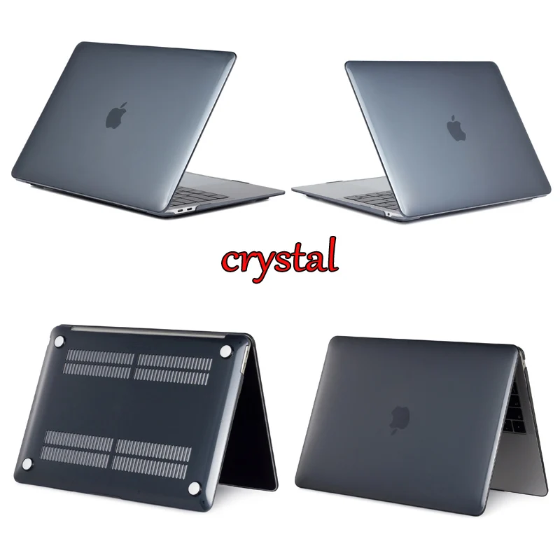 crystal Black Кристально прозрачный жесткий защитный чехол для Macbook Air retina Pro 13 15 Touch Bar A2159 A1706 A1707 A1990 AIR 13 A1932 - Цвет: crystal Black