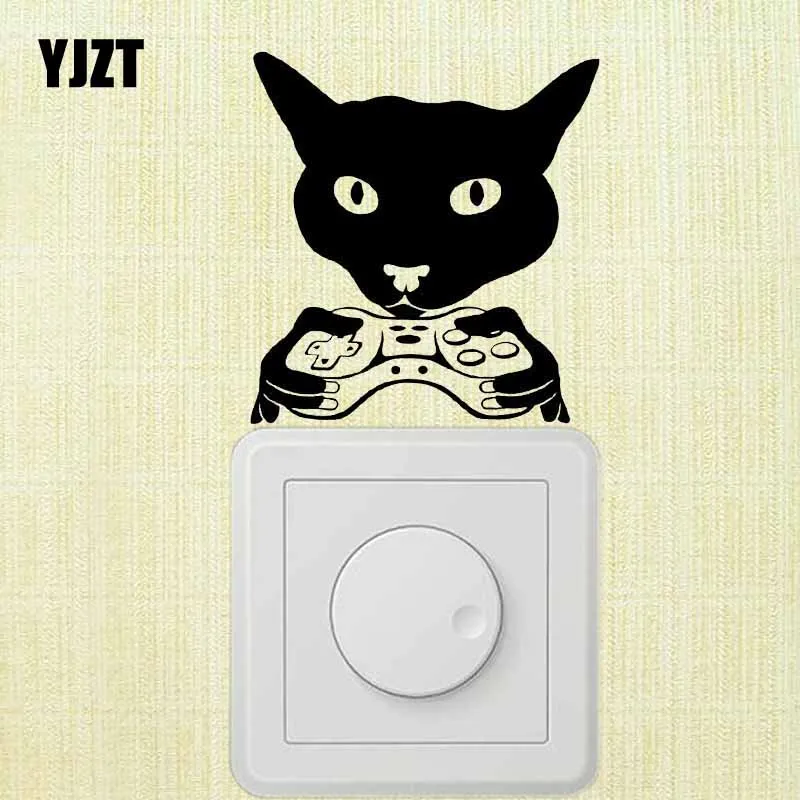 YJZT личность игра наклейка на выключатель &quotКотик&quot виниловые наклейки стены